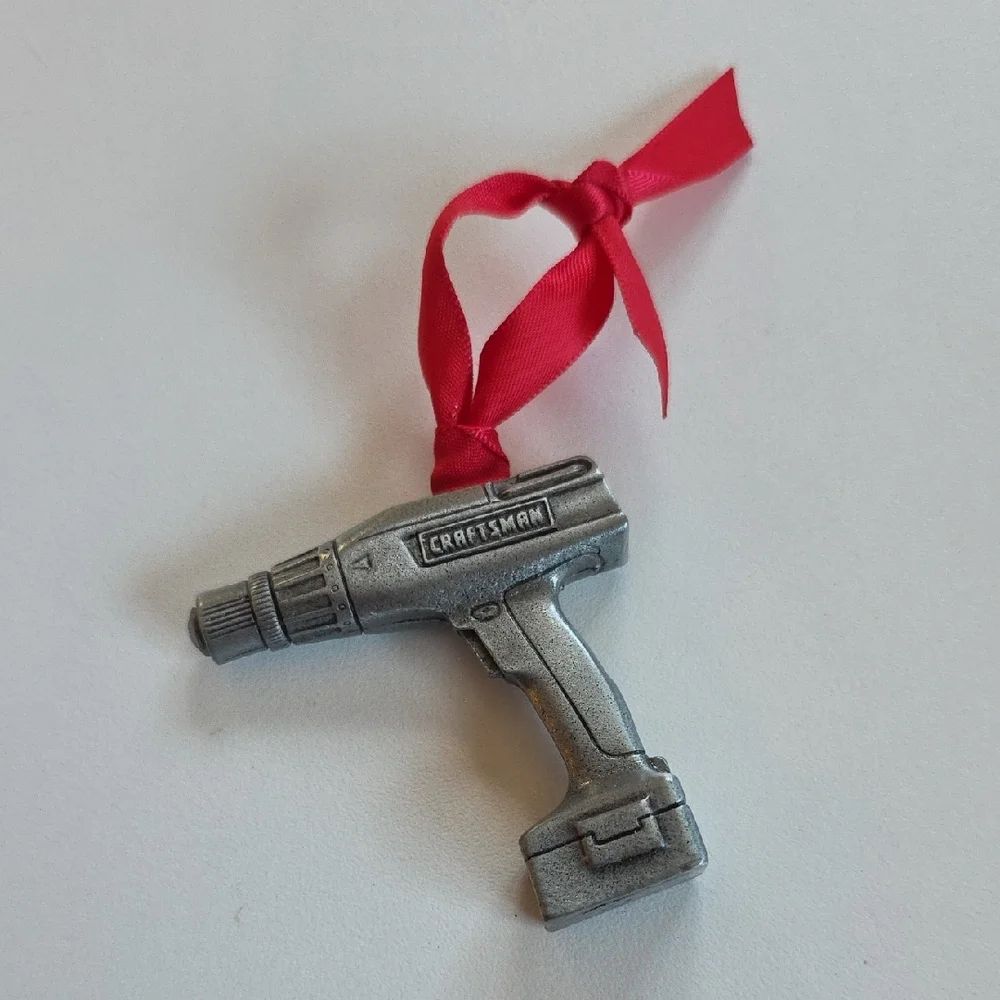 Christmas Ornament - Craftsman Silver Drill Ornament with Red Ribbon
